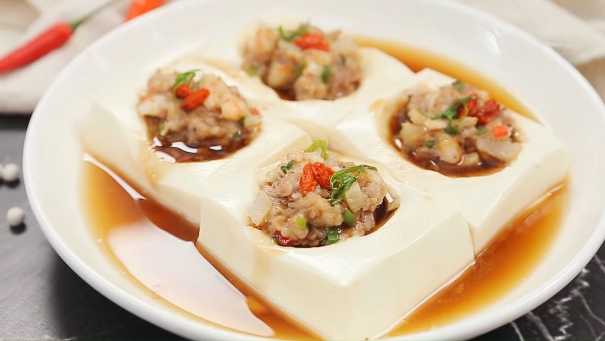 Món đậu hũ non hấp thịt