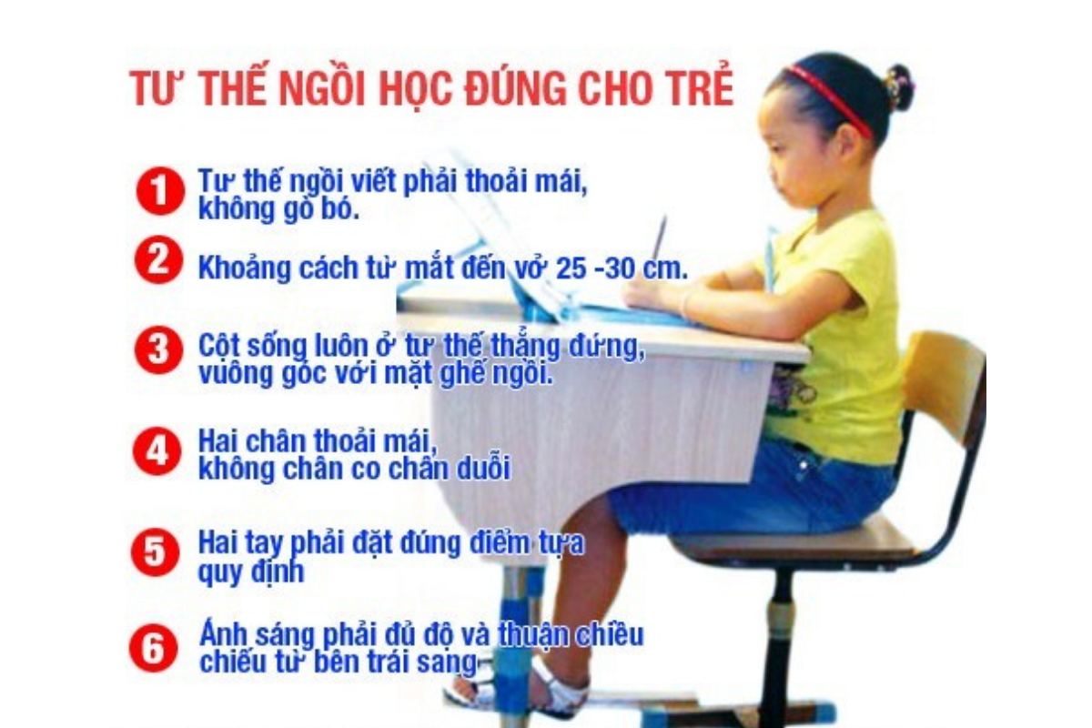 Thay đổi tư thế ngồi học đúng cho trẻ